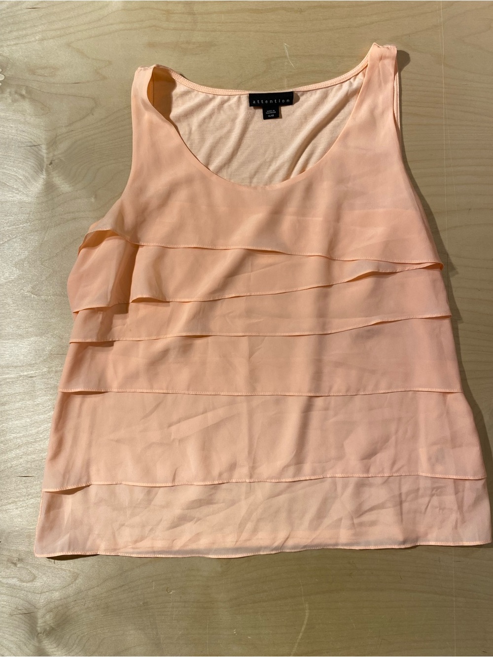 Attention Peach Ruffle Layered Sleeveless Top XL (SQ)